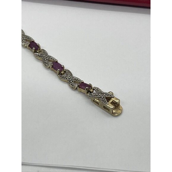 Vintage Sterling Silver Bracelet 925 Ruby Tennis 7” Dbj Victoria Townsend - Picture 9 of 10